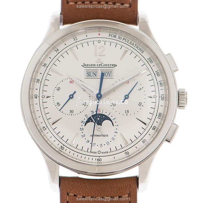 Jaeger-Lecoultre Q4138420 Replica - Ultra Thin - Automatic - Silver Dial - Brown Leather Strap