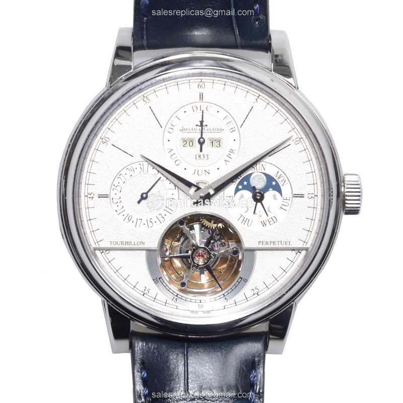 Jaeger-Lecoultre Q5046520 Replica - Ultra Thin - Automatic - 18kt White Gold - Silver Dial - Blue Alligator Strap