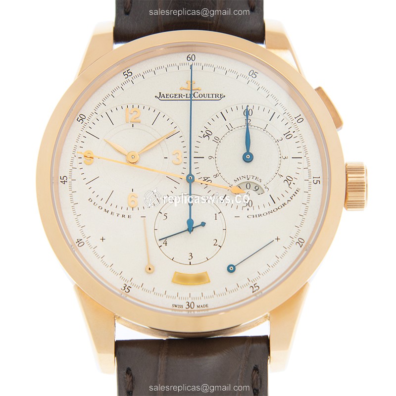 Jaeger-Lecoultre Q6012420 DUOMETRE - Manual - 18kt Rose Gold - Silver Dial - Brown Alligator Strap