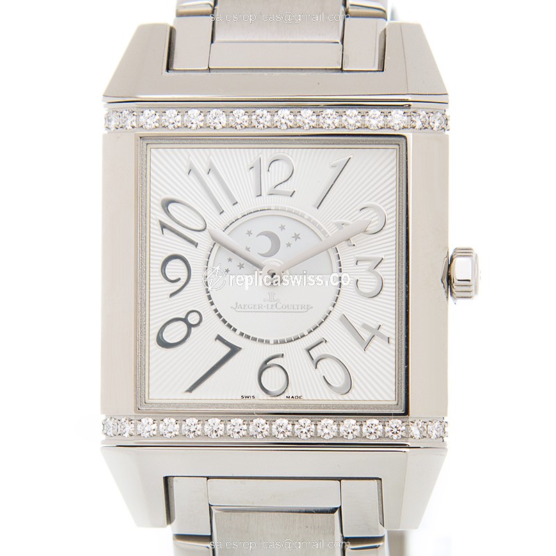 Jaeger-Lecoultre Q7058130 REVERSO - Automatic - Steel Case - White Dial - Silver Strap - Luxury Replica REVERSO Watch