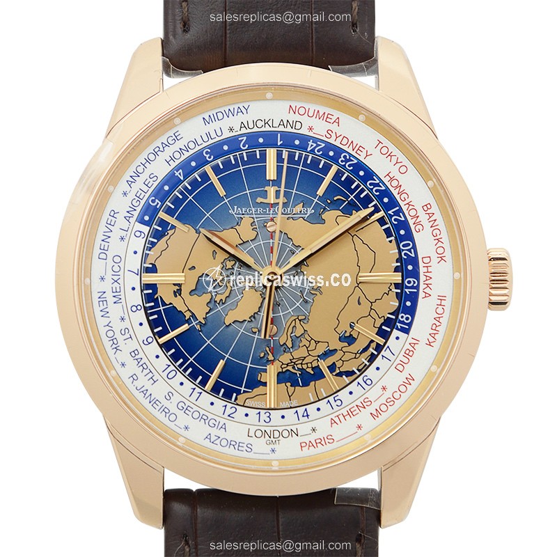 Jaeger-Lecoultre Q8102520 GEOPHYSIC - Automatic - Rose Gold Case - Blue Dial - Brown Alligator Strap