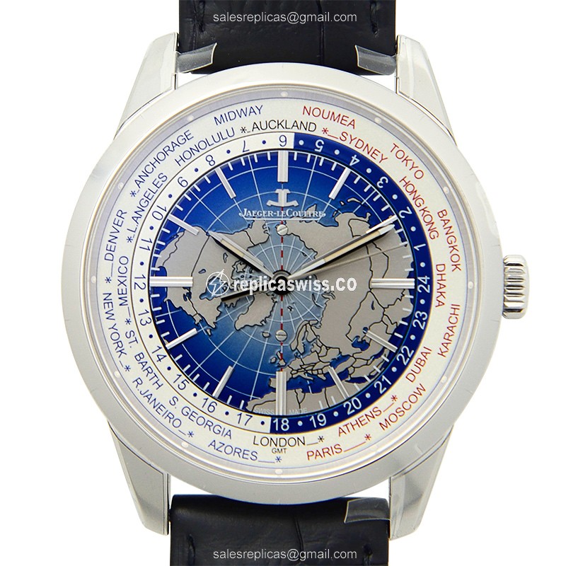 Jaeger-Lecoultre Q8108420 GEOPHYSIC - Automatic - Blue Dial - Steel Case - Black Alligator Strap - Luxury Replica GEOPHYSIC Watch