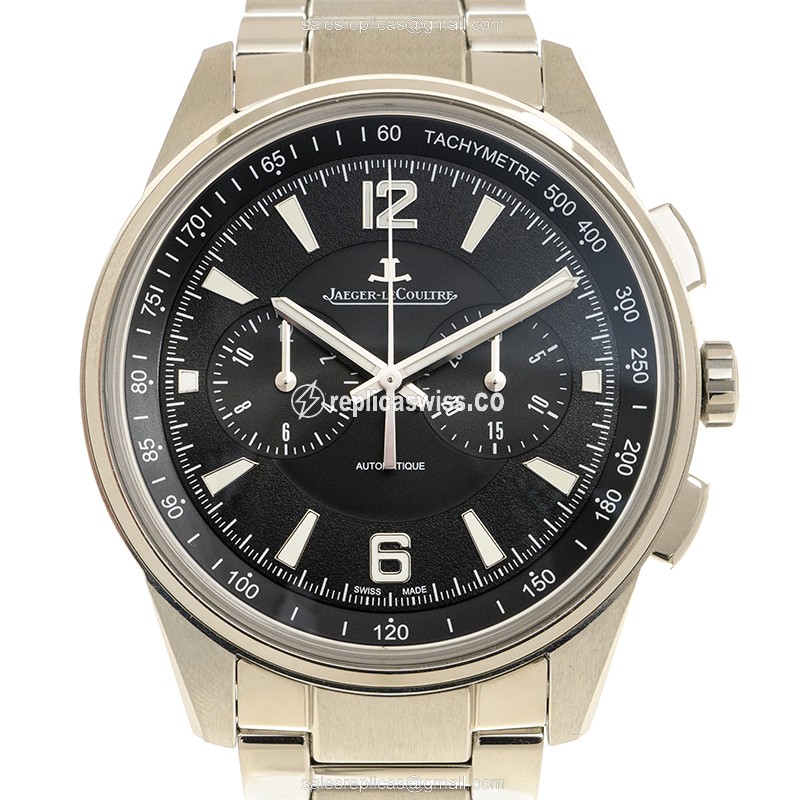Jaeger-Lecoultre Q9028170 POLARIS DATE Replica - Automatic - Steel Case - Black Dial - Silver Steel Strap - Luxury Replica POLARIS DATE Watch