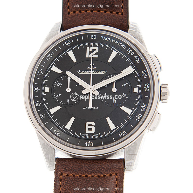 Jaeger-Lecoultre Q9028471 POLARIS DATE - Automatic - Black Dial - Leather Strap