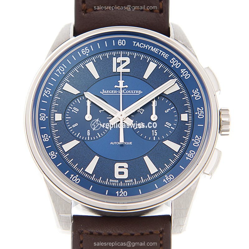 Jaeger-Lecoultre Q9028480 Replica - Automatic - Steel Case - Blue Dial - Brown Leather Strap