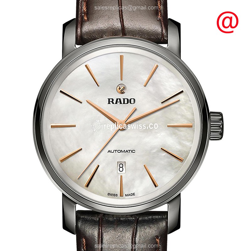 Rolex R14026926 DIAMASTER Replica - Automatic - Steel Case - White Dial - Brown Alligator Strap