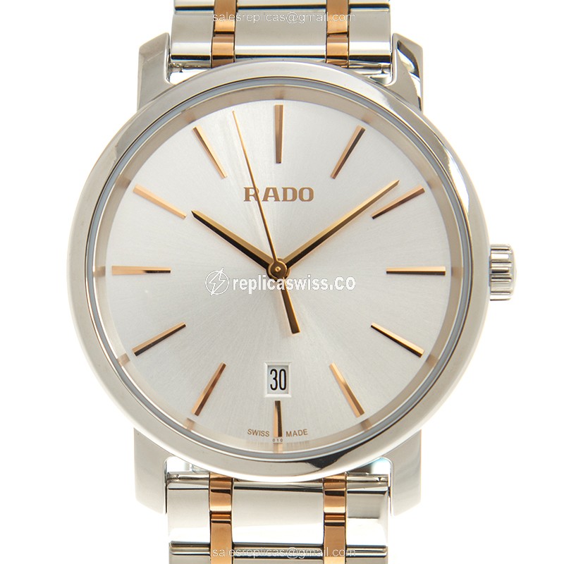 Rado DIAMASTER Quartz - Gold-Plated & Stainless - Silver Dial - Gold Strap