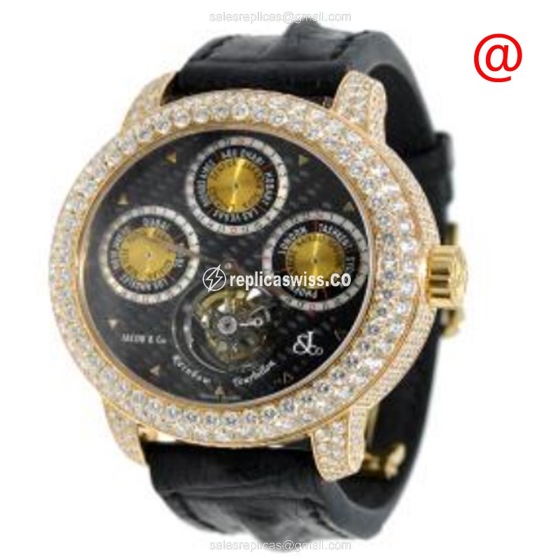 Jacob & Co R15RGDC - Manual Wind - 18kt Rose Gold - Diamonds - Yellow Dial - Black Leather Strap - Luxury Jacob & Co Watch