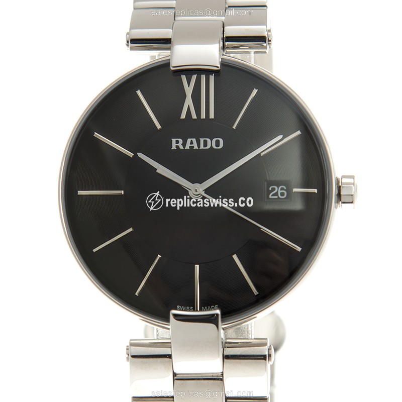 Rolex R22852153 Replica - Quartz - Black Dial - Steel Case - Silver Strap - Luxury Replica COUPOLE CLASSIC Watch