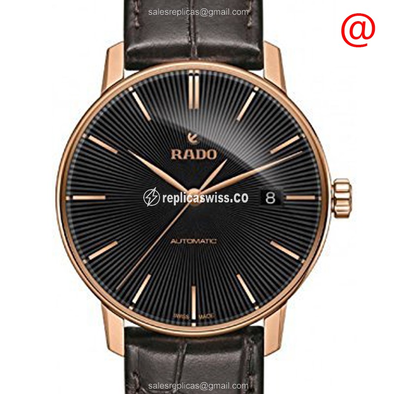 Rolex R22861165 COUPOLE Classic Replica - Automatic - Gold PVD - Black Dial - Alligator Strap - Buckle Clasp - Luxury Replica COUPOLE CLASSIC Watch
