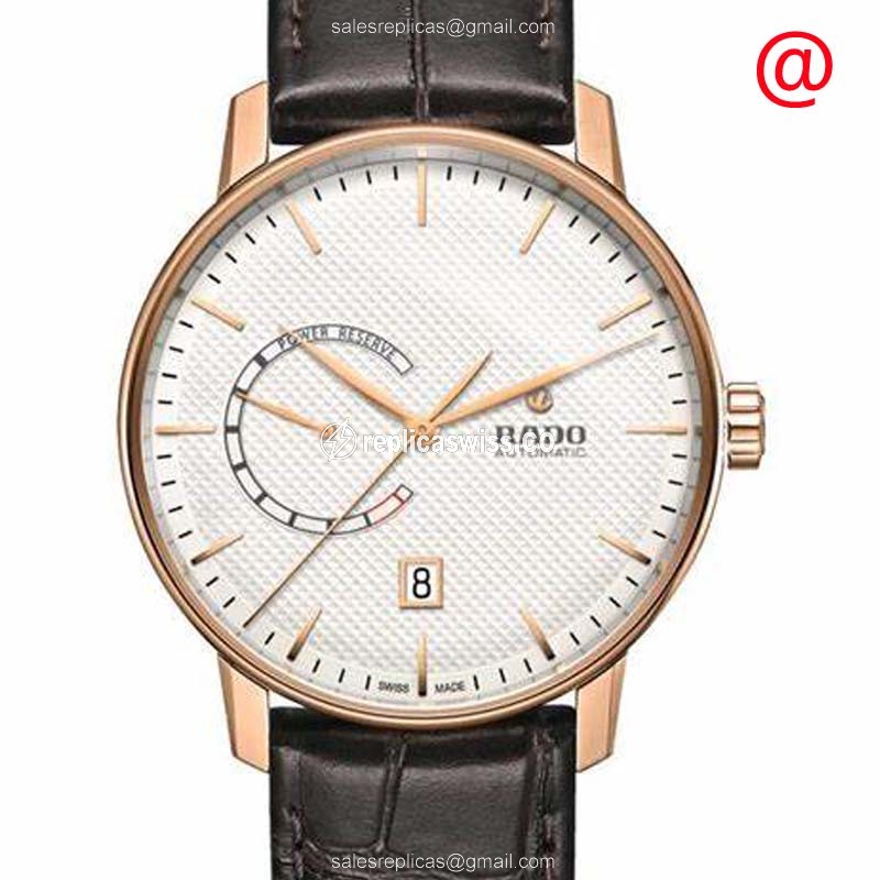 Rado R22879025 COUPOLE Classic - Auto - Gold PVD - Silver Dial - Brown Leather Strap
