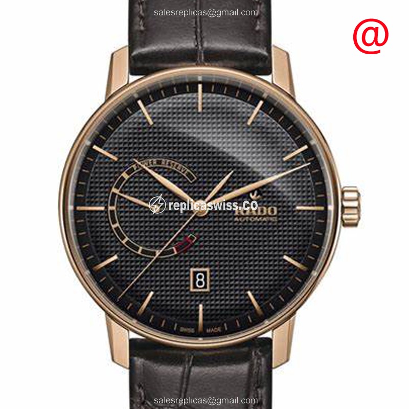 Rado COUPOLE CLASSIC Replica - Automatic - Gold-Plated & Stainless Steel - Black Dial - Brown Alligator Strap - Luxury Replica COUPOLE CLASSIC Watch