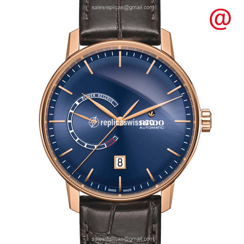 Rado R22879205 COUPOLE Classic - Automatic - Gold PVD - Blue Dial - Brown Leather Strap - Luxury Replica COUPOLE CLASSIC Watch