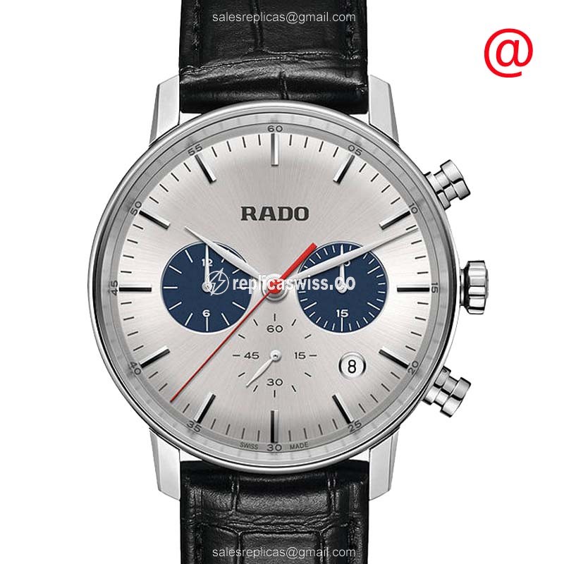 Rolex R22910115 COUPOLE Quartz Silver Dial - Stainless Steel Case Black Leather Strap Buckle Clasp