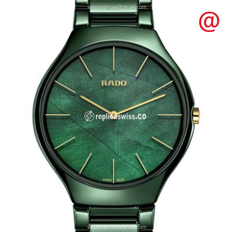 Rado TRUE THINLINE Quartz Ceramic - Green Dial - Green Ceramic Strap - Luxury Rado Replica Watch