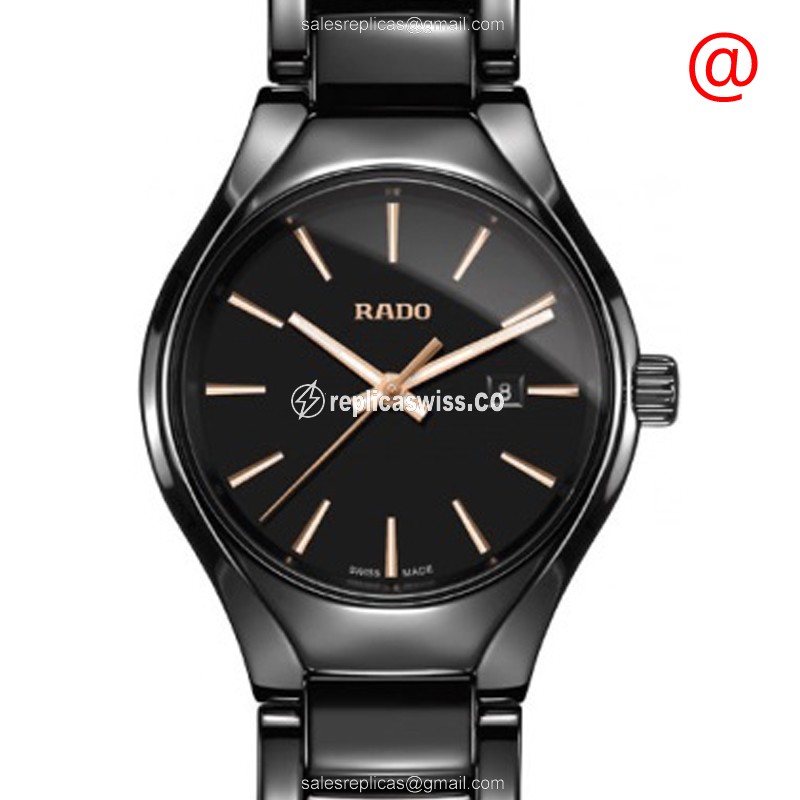 Replica Rado R27059162 TRUE - Quartz Ceramic Case - Black Dial - Black Ceramic Strap
