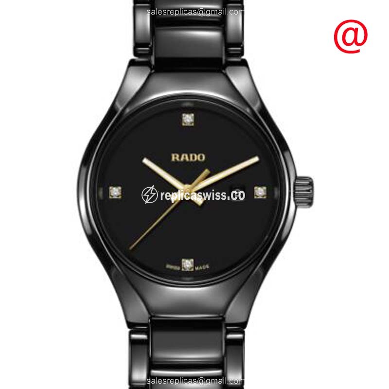 Rado R27059712 TRUE Quartz - Ceramic Case - Black Dial - Black Ceramic Strap - Luxury Replica TRUE Watch