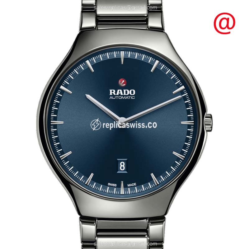 Rado TRUE THINLINE Replica - Automatic - Ceramic Case - Blue Dial - Grey Ceramic Strap - Luxury Rado Replica Watch