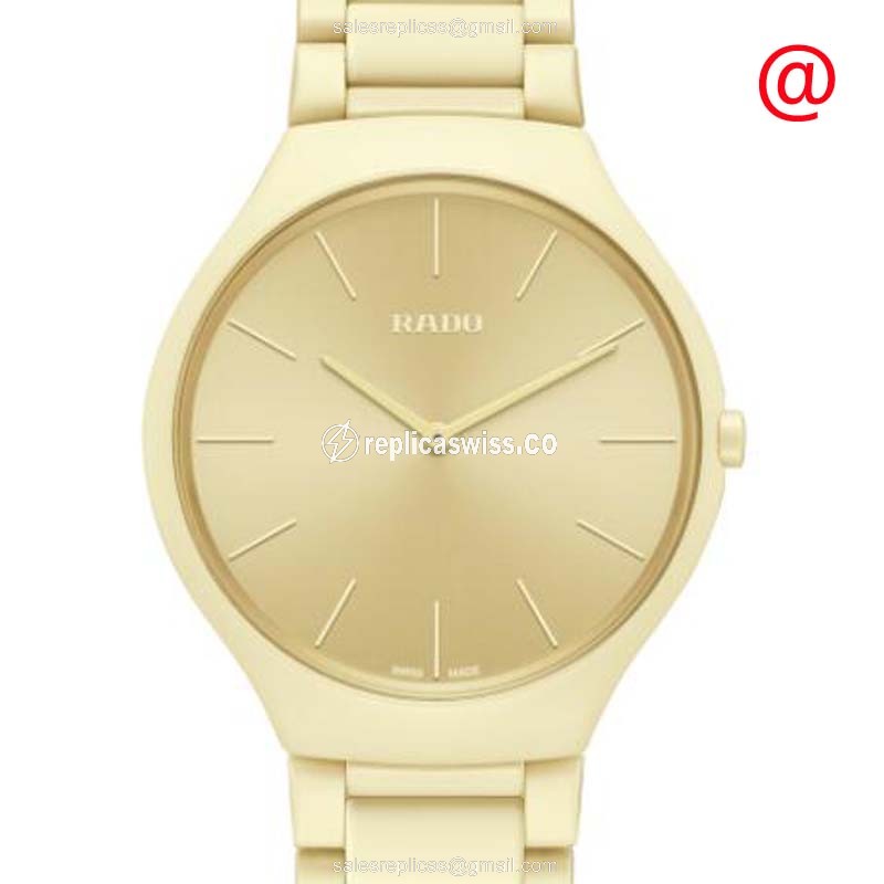 Rado R27090602 TRUE THINLINE - Quartz - Ceramic Case - Gold Dial - Gold Ceramic Strap - Premium Replica TRUE THINLINE Replica Watch - Front View