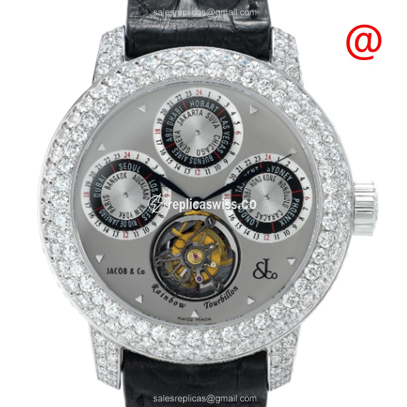 Jacob & Co R2WGDC Replica - Manual - 18kt White Gold - Diamond - Gray Dial - Buckle Clasp - Luxury Jacob & Co Watch