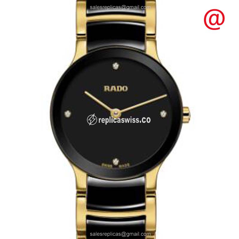 Rado Centrix Quartz Steel Case Black Dial Clasp Black Steel Strap - Luxury Rado Replica Watch