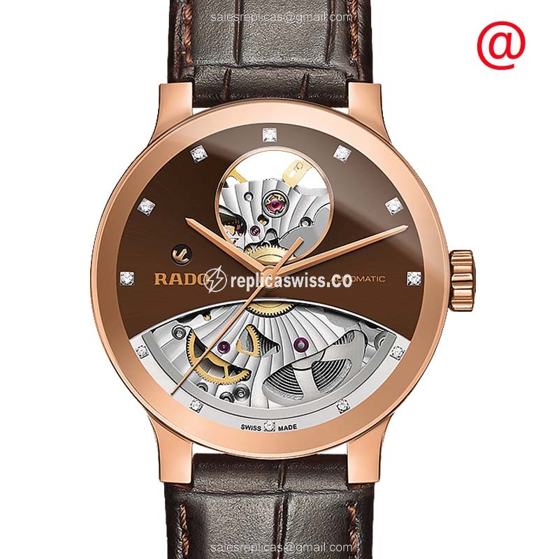 Rado R30248715 Replica - Centrix Automatic - Gold-Plated - Brown Dial - Leather Strap