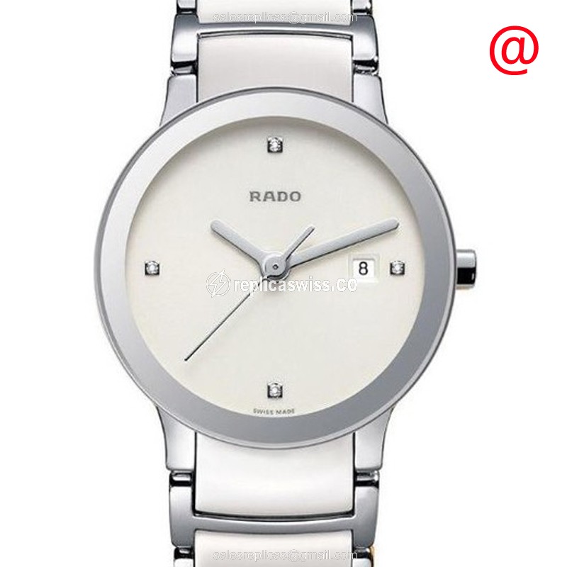 Rolex Rado Centrix Replica - Quartz - White Dial - Steel Case - White Strap