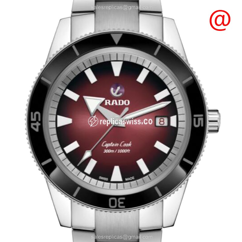 Rado Captain Cook Replica - Automatic - Stainless Steel - Red Dial - Silver Strap
