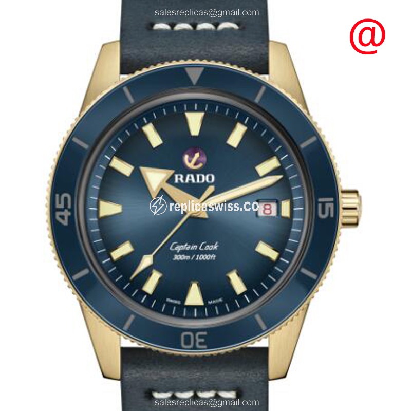 Captain Cook Replica Watch - Rado R32504205 - Bronze Case - Automatic Movement - Blue Dial & Leather Strap