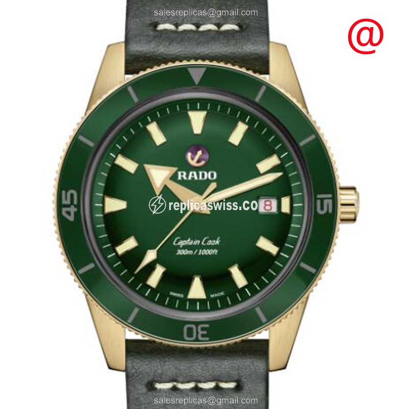 Rado Captain Cook Replica - Automatic - Brass Case - Green Dial - Leather Green Strap