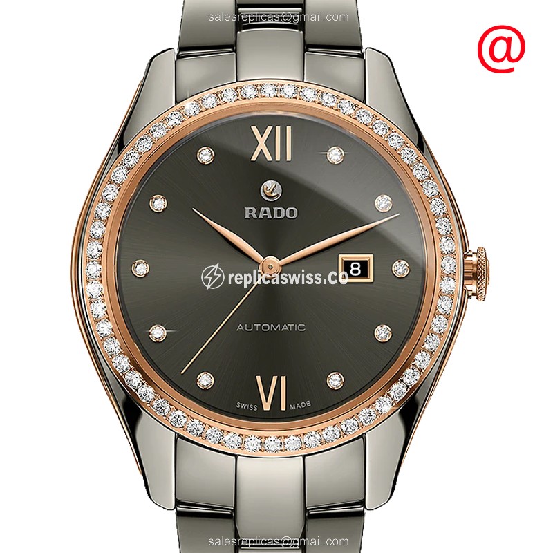 Rado Hyperchrome R32523702 - Auto 18kt Rose Gold & Diamonds - Black Dial, Ceramic Strap