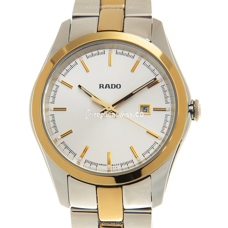 Rado R32975102 HYPERCHROME Quartz - Gold-Plated Case - Silver Dial - Gold Band