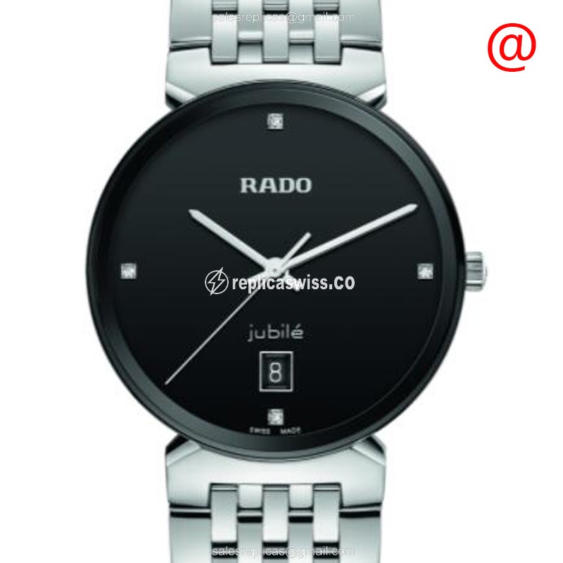 Rolex Rado Florence Replica - Quartz - Black Steel Case - Silver Band - Clasp - Premium Replica FLORENCE Replica Watch - Front View