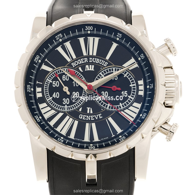 Roger Dubuis RDDBEX0180 EXCALIBUR Automatic - Stainless Steel Case - White Dial - Black Alligator Strap - Luxury Replica EXCALIBUR Watch