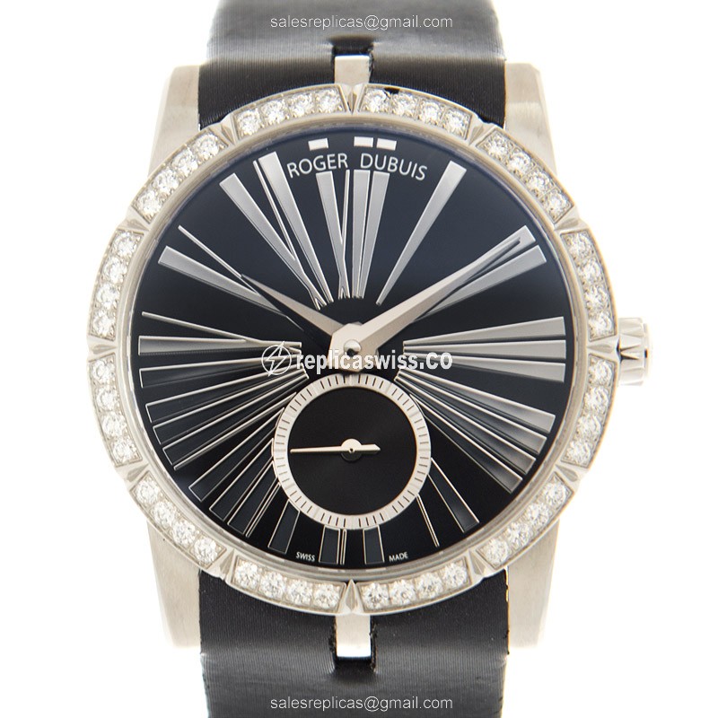 Roger Dubuis RDDBEX0278 EXCALIBUR - Automatic - Stainless Steel & Diamond - Black Dial - Leather Strap