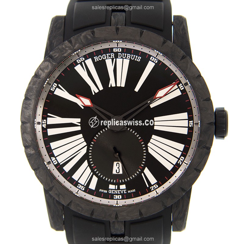 Roger Dubuis DBEX0510 EXCALIBUR - Automatic Titanium - Black Dial - Black Rubber - Buckle - Luxury Replica EXCALIBUR Watch