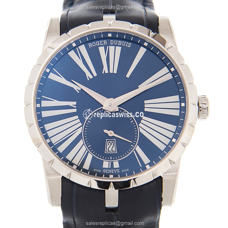 Roger Dubuis RDDBEX0535 EXCALIBUR - Automatic - Steel Case - Blue Dial - Leather Strap