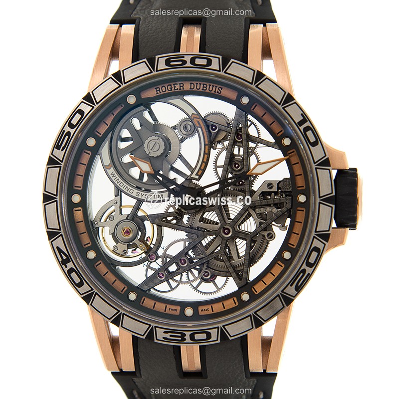 Roger Dubuis RDDBEX0574 EXCALIBUR - Automatic - Titanium Case - Skull Dial - Black Leather Strap