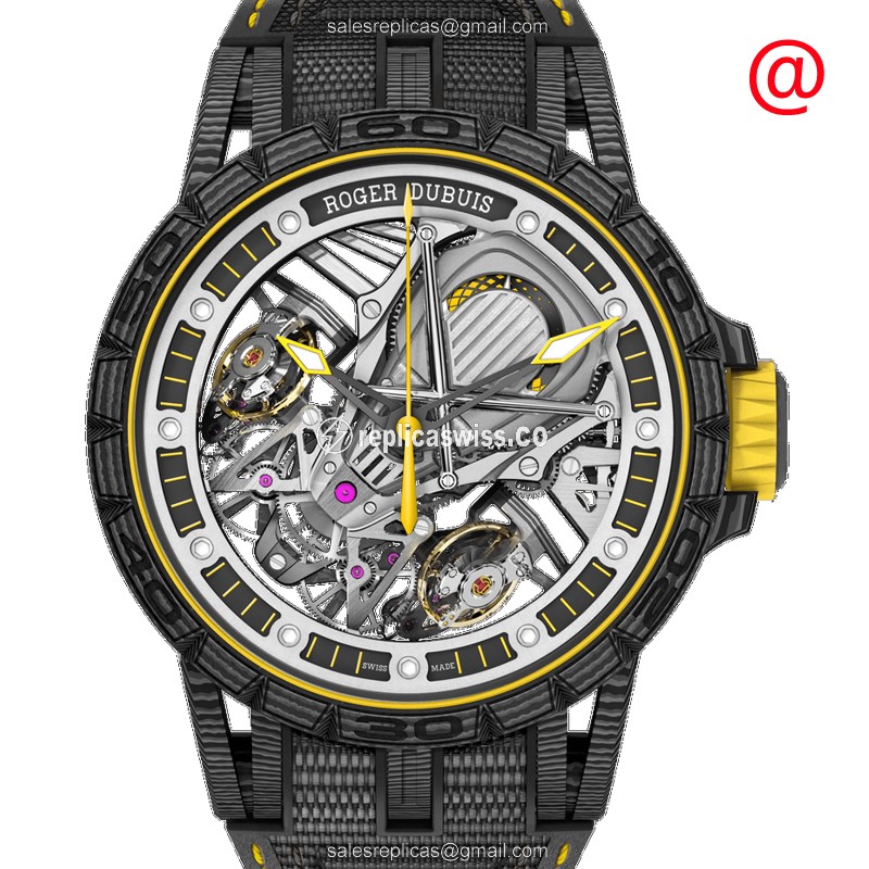 Roger Dubuis RDDBEX0613 Excalibur Spider - Manual Wind - Carbon Fiber Case - Black Dial - Rubber Strap