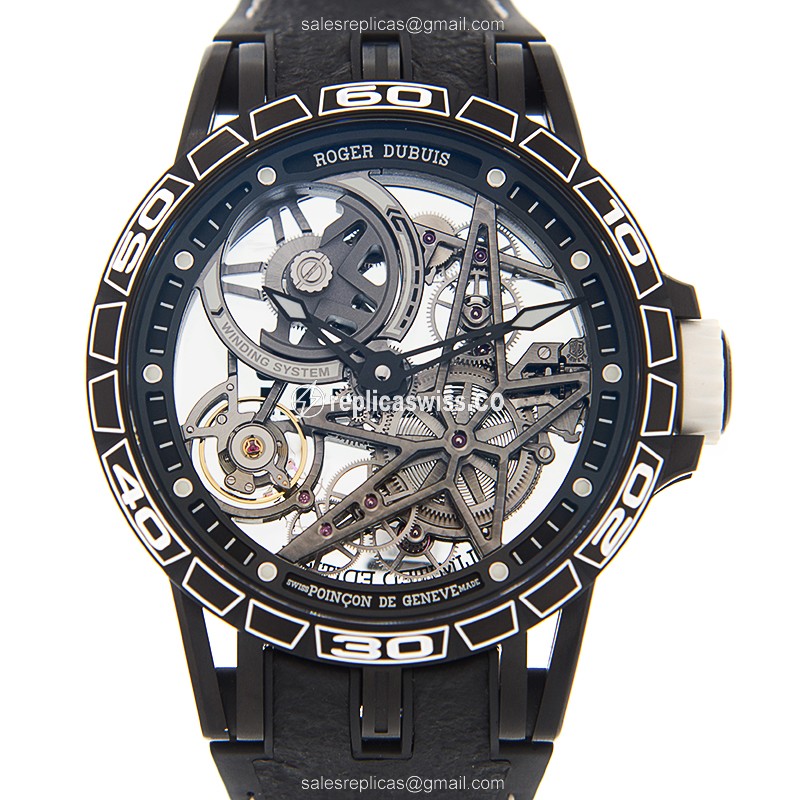 Roger Dubuis RDDBEX0705 EXCALIBUR - Automatic PVD Titanium - Skull Dial - Black Rubber Strap