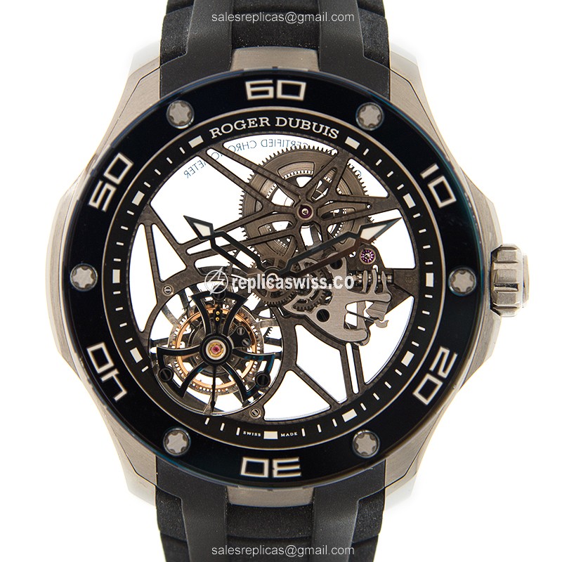 Roger Dubuis RDDBPU0010 PULSION - Manual Wind - Titanium Case - Skull Dial - Black Rubber Strap