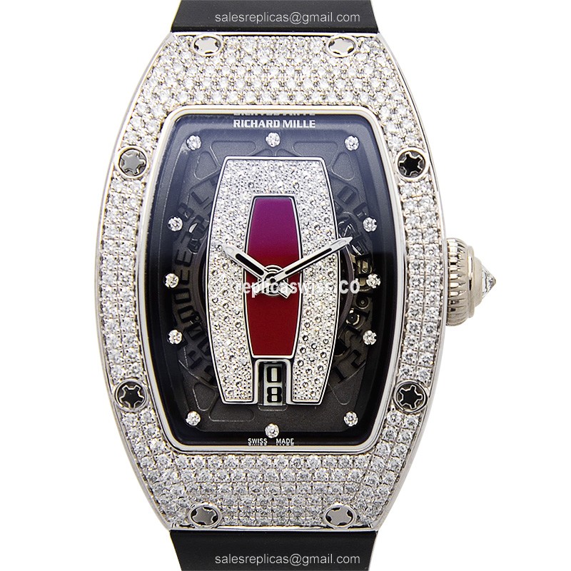 Richard Mille RM007 Ladies - Automatic - 18kt White Gold - Skull Dial - Black Rubber Strap