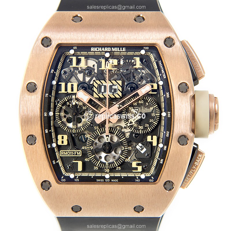 Richard Mille RM011 Replica - Automatic - Rose Gold - Gray Dial