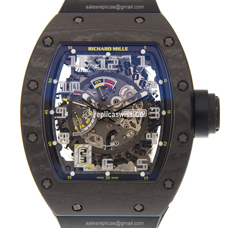 Richard Mille RM030 - Automatic Movement - Stainless Steel Case - Silver Dial - Black Rubber Strap