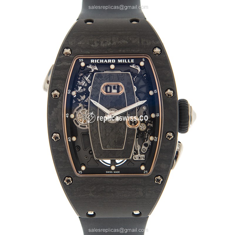 Richard Mille RM037TI-CA Replica - Automatic - Ceramic Case - Transparent - Black Rubber Strap
