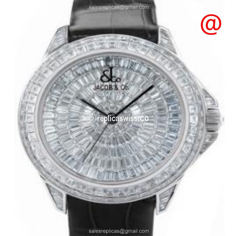 Jacob & Co ROYAL1WG - Quartz - 18kt White Gold - Silver Dial - Black Alligator Strap - Luxury Jacob & Co Watch