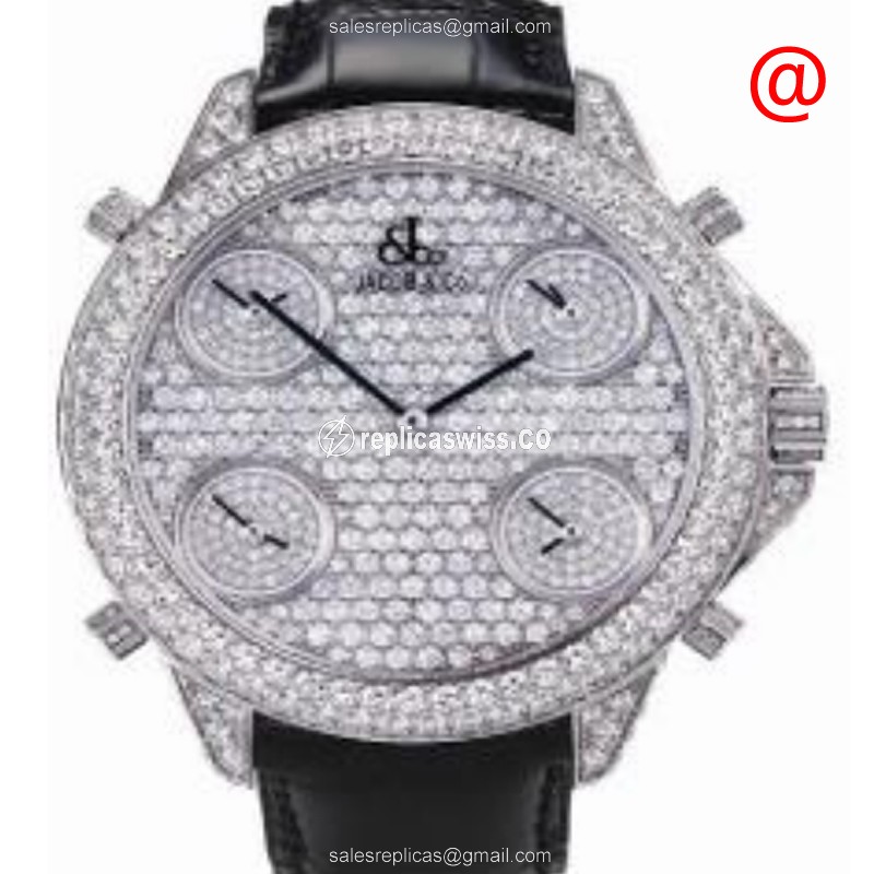Jacob & Co ROYALP Quartz - 18kt White Gold - Silver Dial - Black Alligator Strap - Luxury Jacob & Co Watch