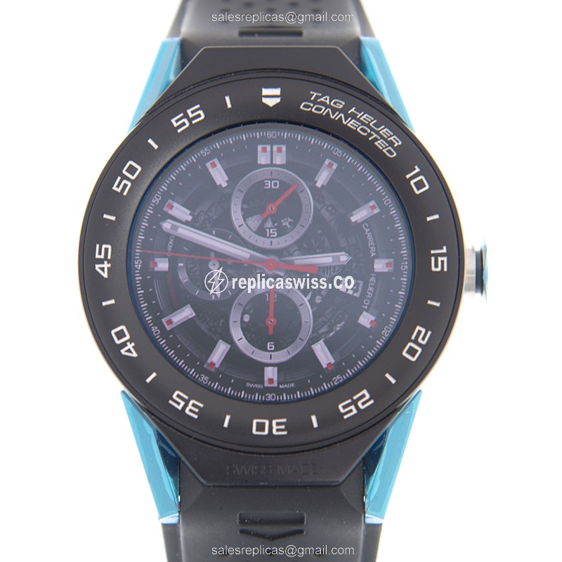 Tag Heuer Connected Replica - Ceramic Case - Black Dial - Rubber strap - Black buckle