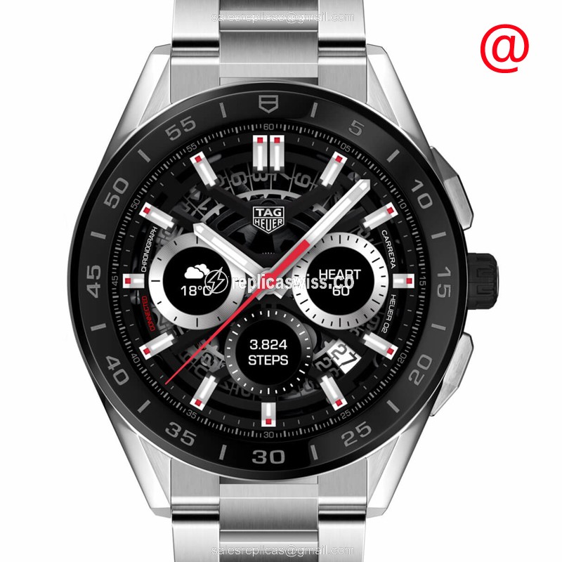 Tag Heuer Connected Intelligent - Stainless Steel - Black Dial - Silver Steel Strap - Luxury Replica CONNECTED Watch