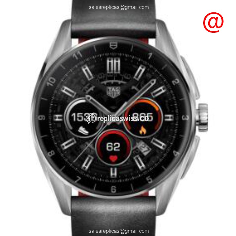Tag Heuer SBR8010.BC6608 Replica - Intelligent - Steel Case - Black Dial - Leather Strap - Buckle Clasp